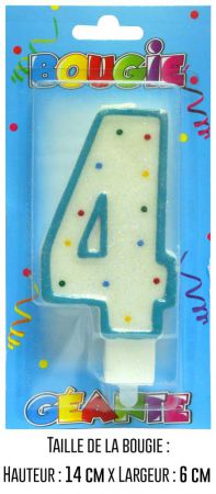 bougie chiffre 4 geante bleu 