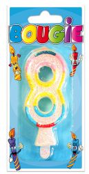 bougie chiffre 8 multicolore 