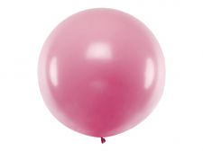 ballon rond geant rose metallise 
