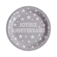 assiette joyeux anniversaire les 10 pieces magasin winn promo action gris 