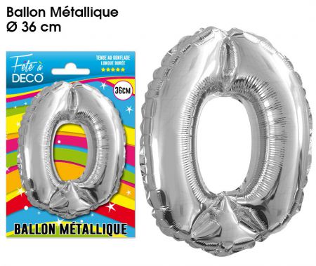 ballon chiffre aluminium 0 argent 36 cm 