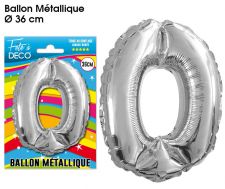 ballon chiffre aluminium 0 argent 36 cm 