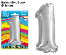 ballon chiffre aluminium 1 argent 36 cm 