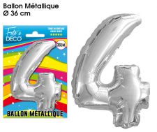 ballon chiffre aluminium 4 argent 36 cm 