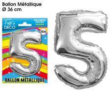 ballon chiffre aluminium 5 argent 36 cm 