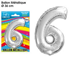 ballon chiffre aluminium 6 argent 36 cm 