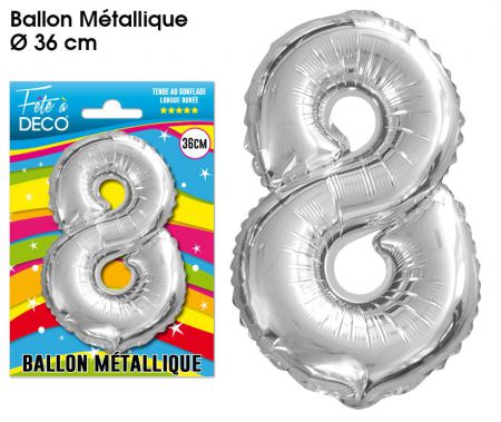 ballon chiffre aluminium 8 argent 36 cm 