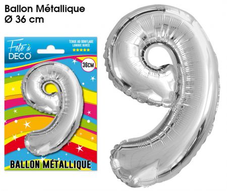 ballon chiffre aluminium 9 argent 36 cm 