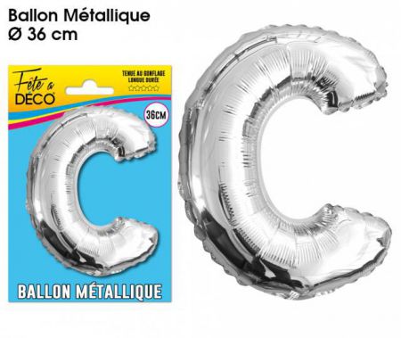 ballon lettre c argent 36 cm 