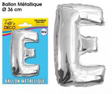 ballon lettre e argent 36 cm 