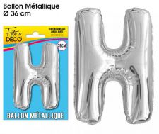 ballon lettre h argent 36 cm 