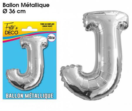 ballon lettre j argent 36 cm 