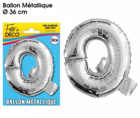 ballon lettre q argent 36 cm 