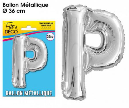 ballon lettre p argent 36 cm 