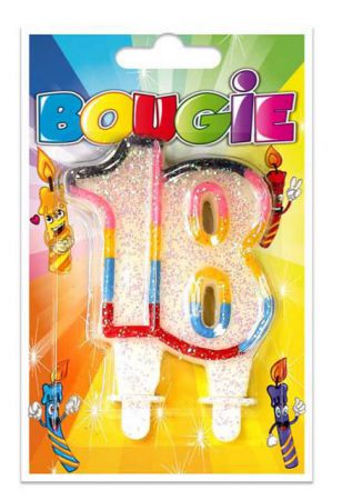 bougie 18 ans multicolore 