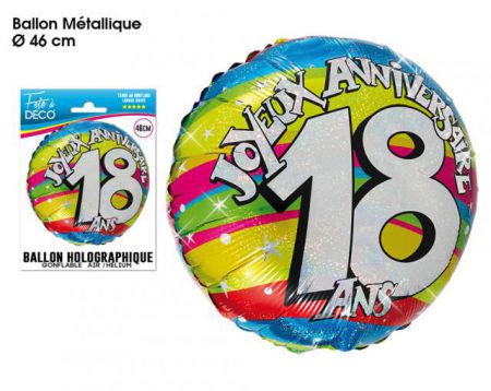 ballon 18 ans multicolore mylar 