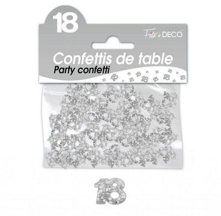 confettis de table 18 ans argent rigide 
