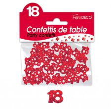 confettis de table 18 ans rouge rigide 