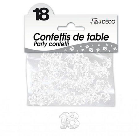 confettis de table 18 ans blanc rigide 