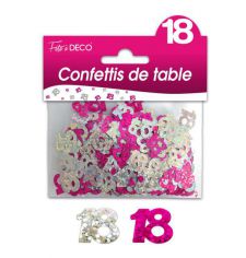 confettis de table 18 ans rose argent 