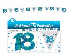 guirlande fanion 18 ans bleu et blanc 