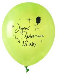 8 ballon anniversaire 18 ans vert 
