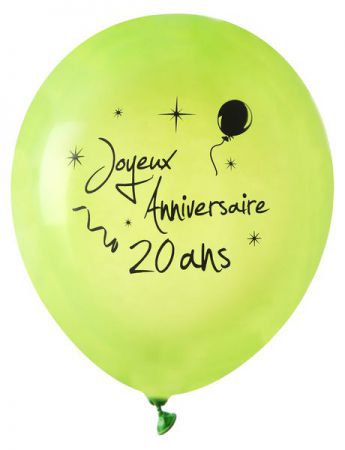8 ballon anniversaire 20 ans vert 