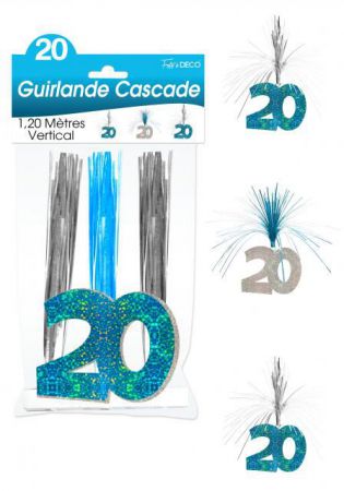 guirlande cascade 20 ans bleu  