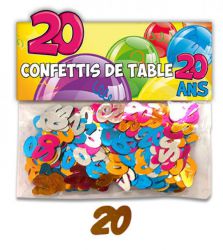 confettis de table 20 ans multicolore 