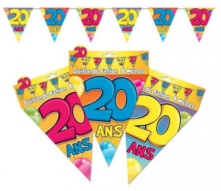 guirlande fanion 20 ans multicolore 