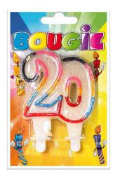 bougie 20 ans multicolore 