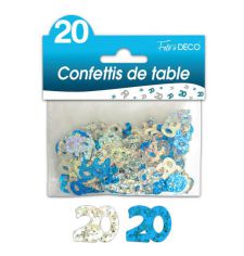 confettis de table 20 ans bleu 