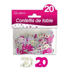 confettis de table 20 ans fuschia 