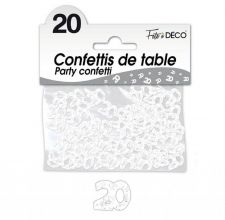 confettis de table 20 ans blanc 