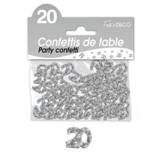 confettis de table 20 ans argent rigide 