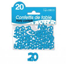 confettis de table 20 ans bleu rigide 