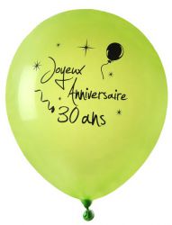 8 ballon anniversaire 30 ans vert 