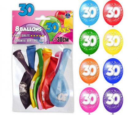 ballon 30 ans multicolore 