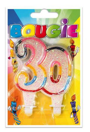 bougie 30 ans multicolore 