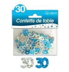 confettis de table 30 ans bleu argent 