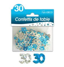 confettis de table 30 ans bleu argent 