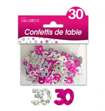 confettis de table 30 ans rose argent 