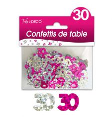 confettis de table 30 ans rose argent 