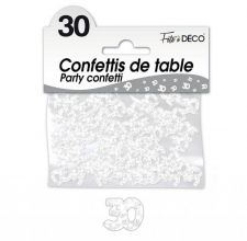 confettis de table 30 ans blanc papier rigide 