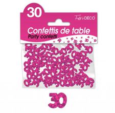 confettis de table 30 ans fuchsia rigide 