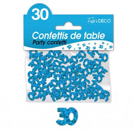 confettis de table 30 ans bleu rigide 