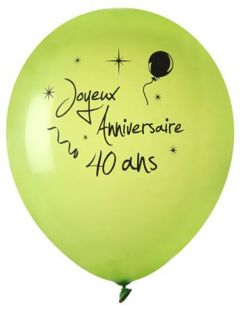 8 ballon anniversaire 40 ans vert 