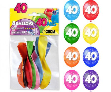 ballon 40 ans multicolore  