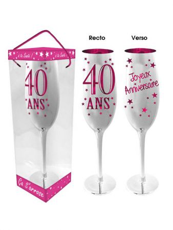 flute a champagne 40 ans rose 