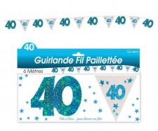 guirlande fanion 40 ans bleu et blanc 